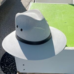 Woman’s White and Black Fedora Hat